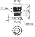 Bucim com porca PG36 Poliamida cinzento claro RAL 7035