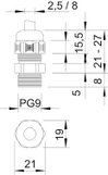Bucim PG9 Poliamida cinzento claro RAL 7035