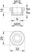 Redução M25-M12 Poliamida cinzento claro RAL 7035