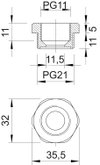 Redução PG21-PG11 Poliamida cinzento claro RAL 7035