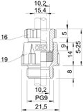 Bucim com porca PG9 Poliestireno cinzento claro RAL 7035