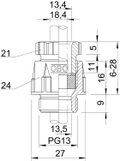 Bucim com porca PG13 Poliestireno cinzento claro RAL 7035