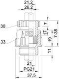 Bucim com porca PG21 Poliestireno cinzento claro RAL 7035