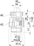 Bucim com porca PG29 Poliestireno cinzento claro RAL 7035