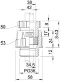 Bucim com porca PG36 Poliestireno cinzento claro RAL 7035