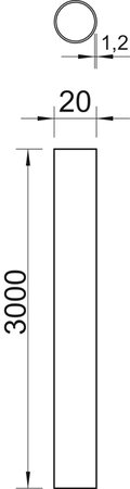 Tubo de alumínio sem rosca Ø20, 3000mm Alumínio