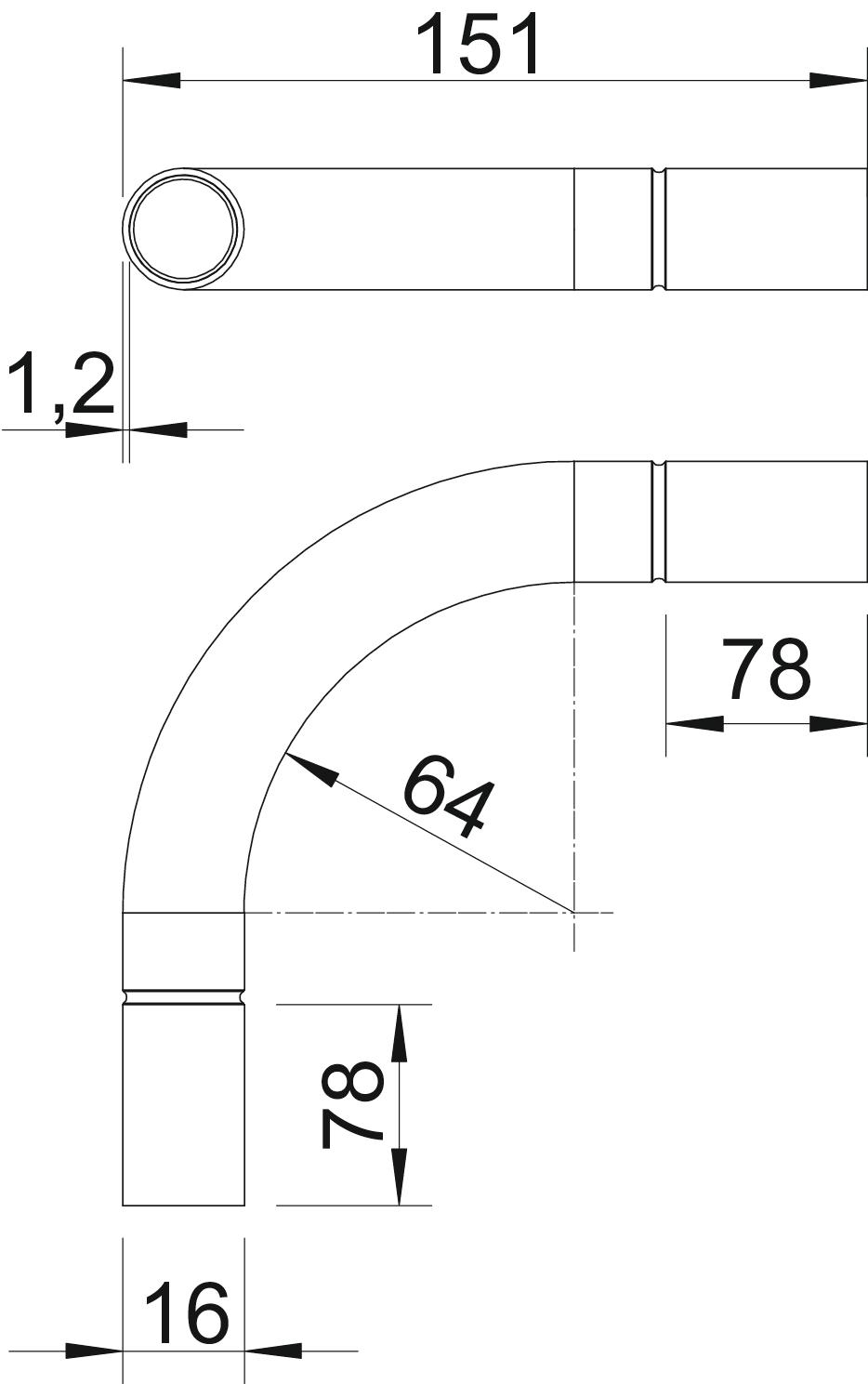 Ângulo de alumínio sem rosca Ø16mm Alumínio – Imagem 2 de 3