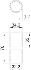 União de alumínio sem rosca Ø32mm Alumínio
