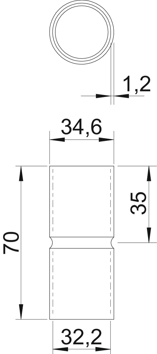 União de alumínio sem rosca Ø32mm Alumínio – Imagem 2 de 3