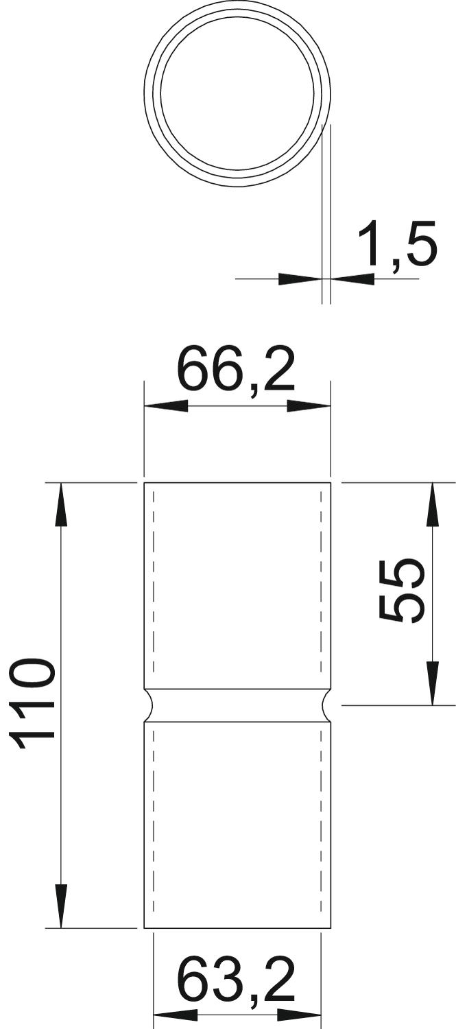 União de alumínio sem rosca Ø63mm Alumínio – Imagem 2 de 3