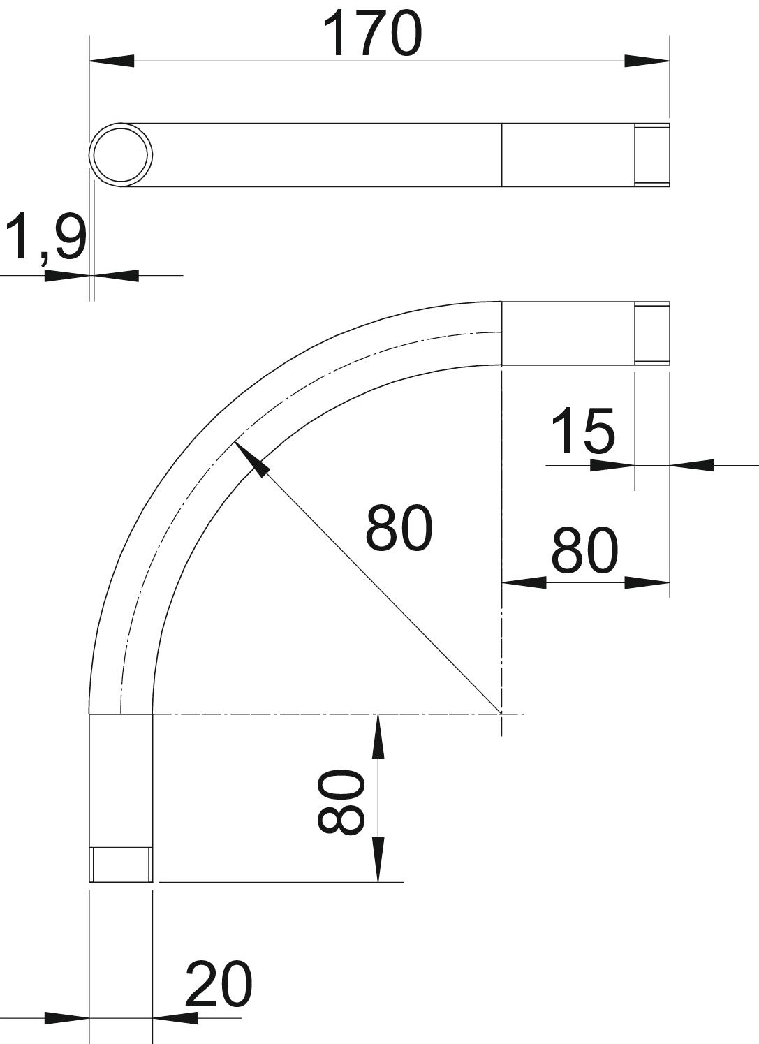 Ângulo de alumínio com rosca M20x1,5 Alumínio – Imagem 2 de 3