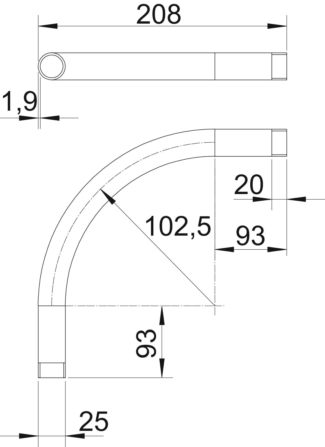 Ângulo de alumínio com rosca M25x1,5 Alumínio – Imagem 2 de 3