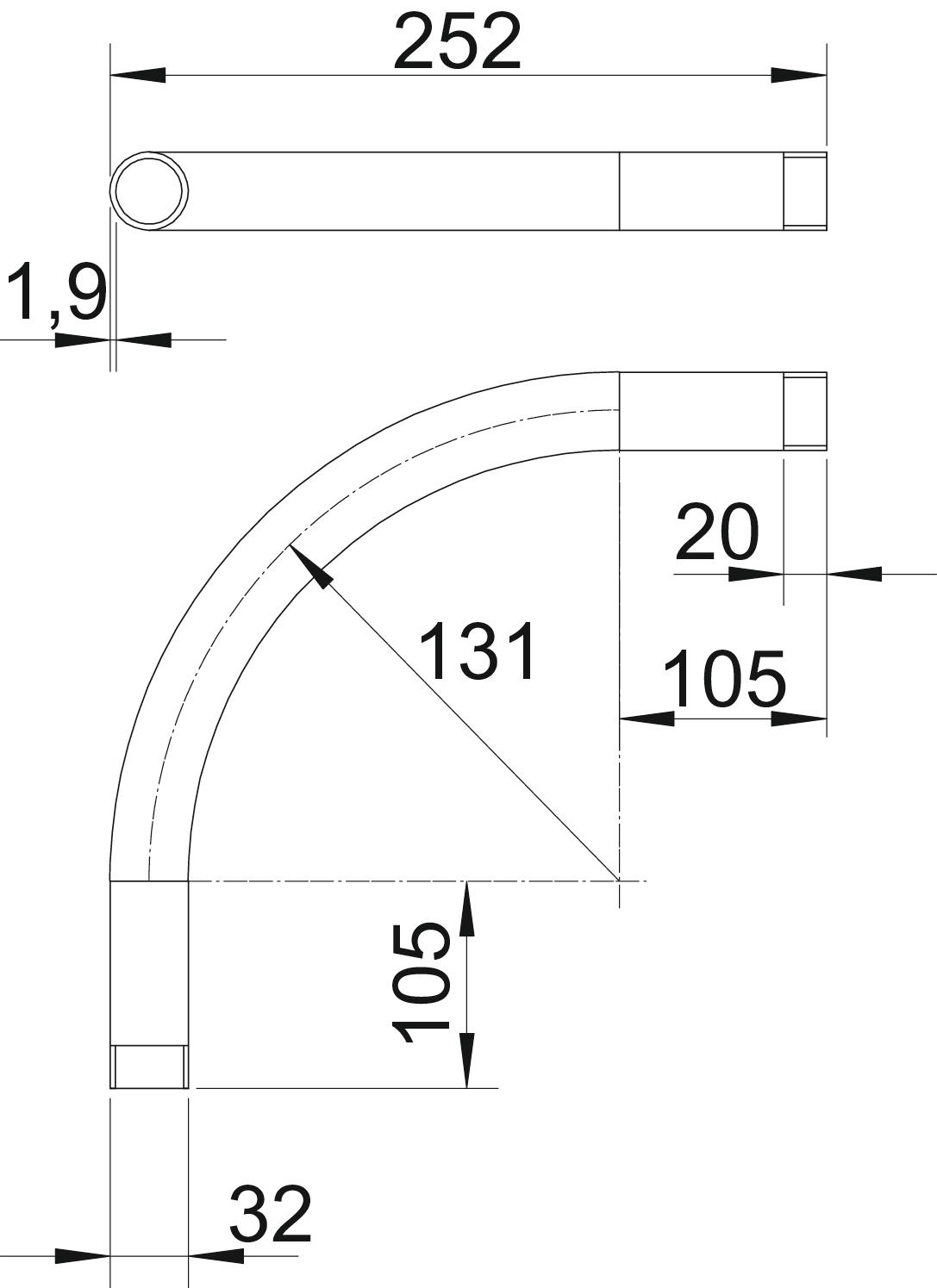 Ângulo de alumínio com rosca M32x1,5 Alumínio – Imagem 2 de 3