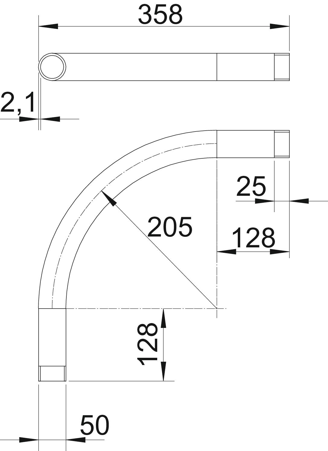 Ângulo de alumínio com rosca M50x1,5 Alumínio – Imagem 2 de 3