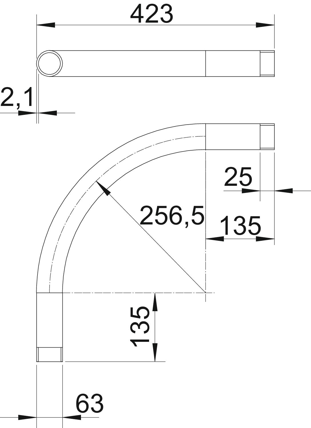 Ângulo de alumínio com rosca M63x1,5 Alumínio – Imagem 2 de 3