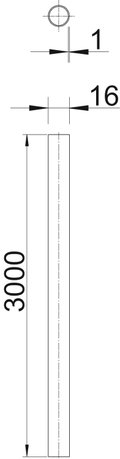 Tubo de aço inox sem rosca Ø16, 3000mm Aço inoxidável, livre de ferrugem A2 1.4301 brilhante, pós-tratamento