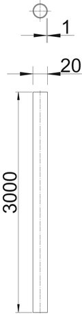 Tubo de aço inox sem rosca Ø20, 3000mm Aço inoxidável A4 1.4571 brilhante, pós-tratamento