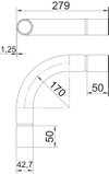 Ângulo de aço inox sem rosca Ø40mm Aço inoxidável A4 1.4571 brilhante, pós-tratamento