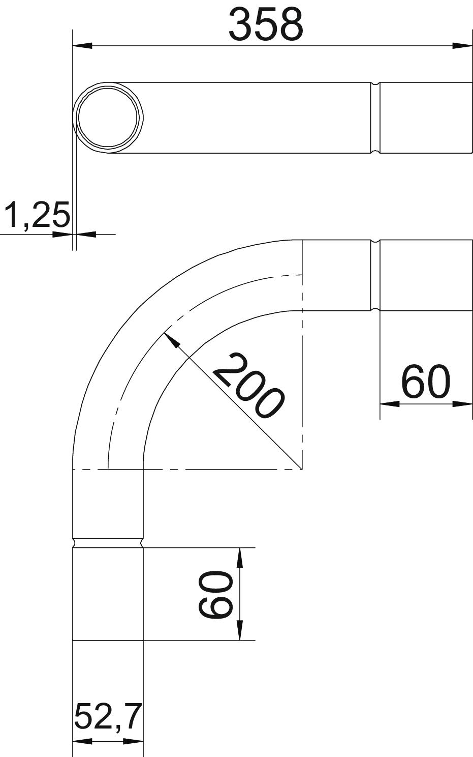 Ângulo de aço inox sem rosca Ø50mm Aço inoxidável A4 1.4571 brilhante, pós-tratamento – Imagem 2 de 3