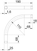 Ângulo metálico 90º com rosca M25x1,5 Aço eletrogalvanizado