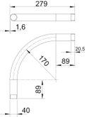 Ângulo metálico 90º com rosca M40x1,5 Aço eletrogalvanizado