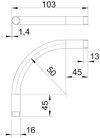 Ângulo metálico 90º com rosca M16x1,5 Aço PES50 - Poliéster/Epóxido preto RAL 9005