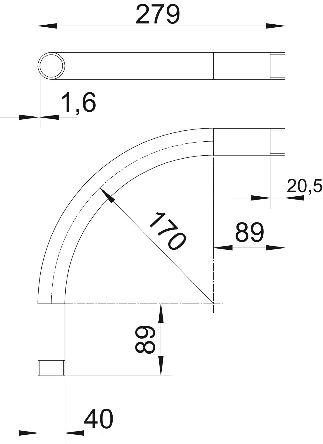 Ângulo metálico 90º com rosca M40x1,5 Aço PES50 - Poliéster/Epóxido preto RAL 9005 – Imagem 2 de 2