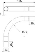 Ângulo metálico 90º sem rosca Ø20mm Aço Galvanizado por imersão a quente após maquinação