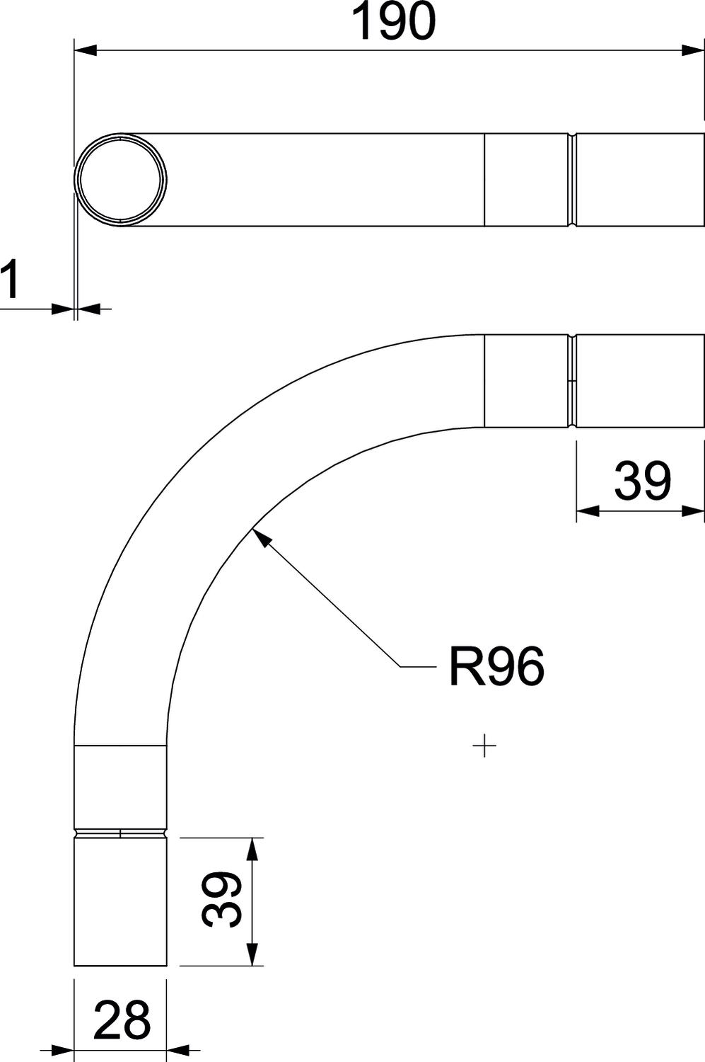 Ângulo metálico 90º sem rosca Ø25mm Aço Galvanizado por imersão a quente após maquinação – Imagem 2 de 2