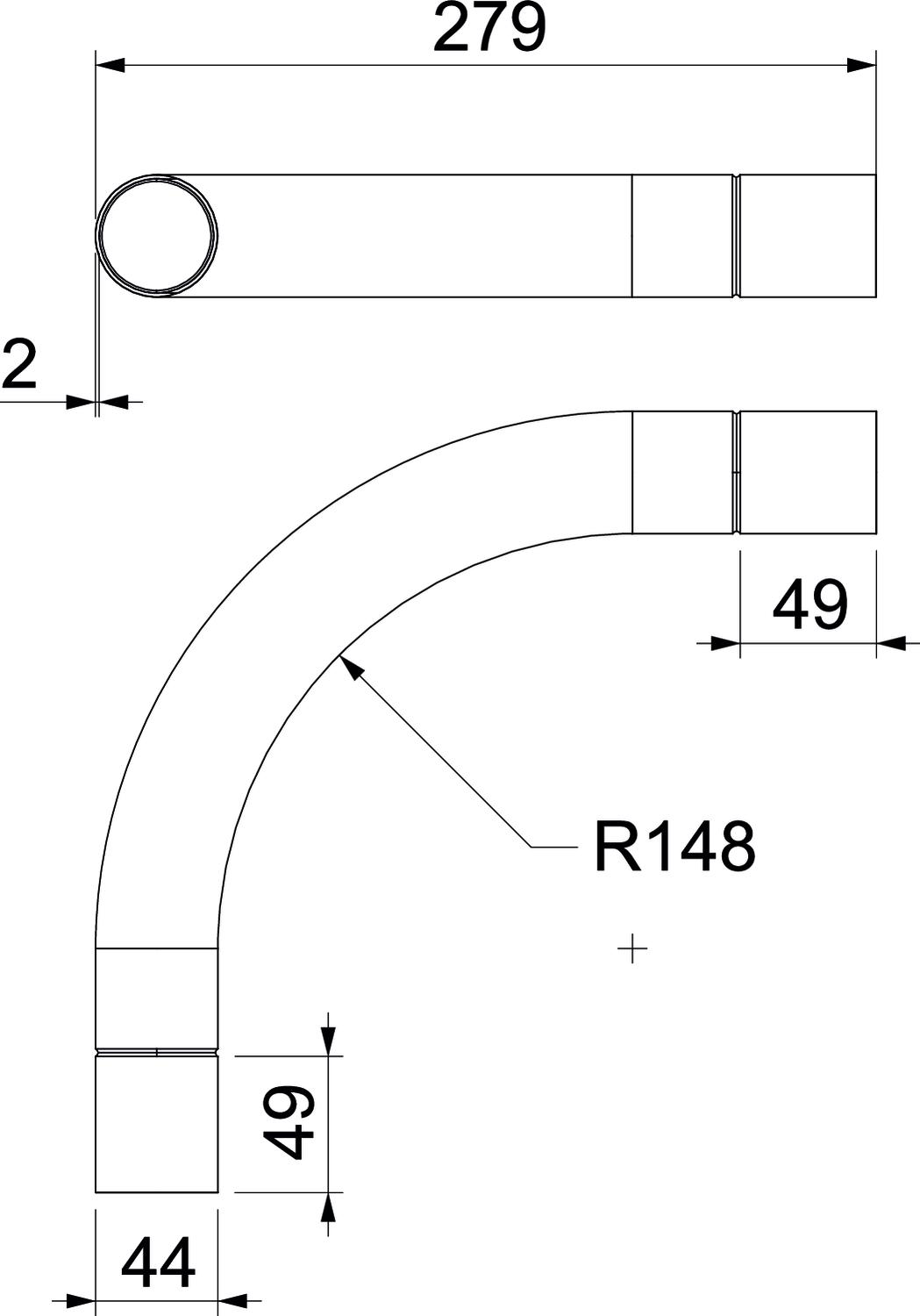Ângulo metálico 90º sem rosca Ø40mm Aço Galvanizado por imersão a quente após maquinação – Imagem 2 de 2