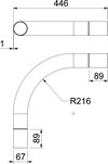 Ângulo metálico 90º sem rosca Ø63mm Aço Galvanizado por imersão a quente após maquinação