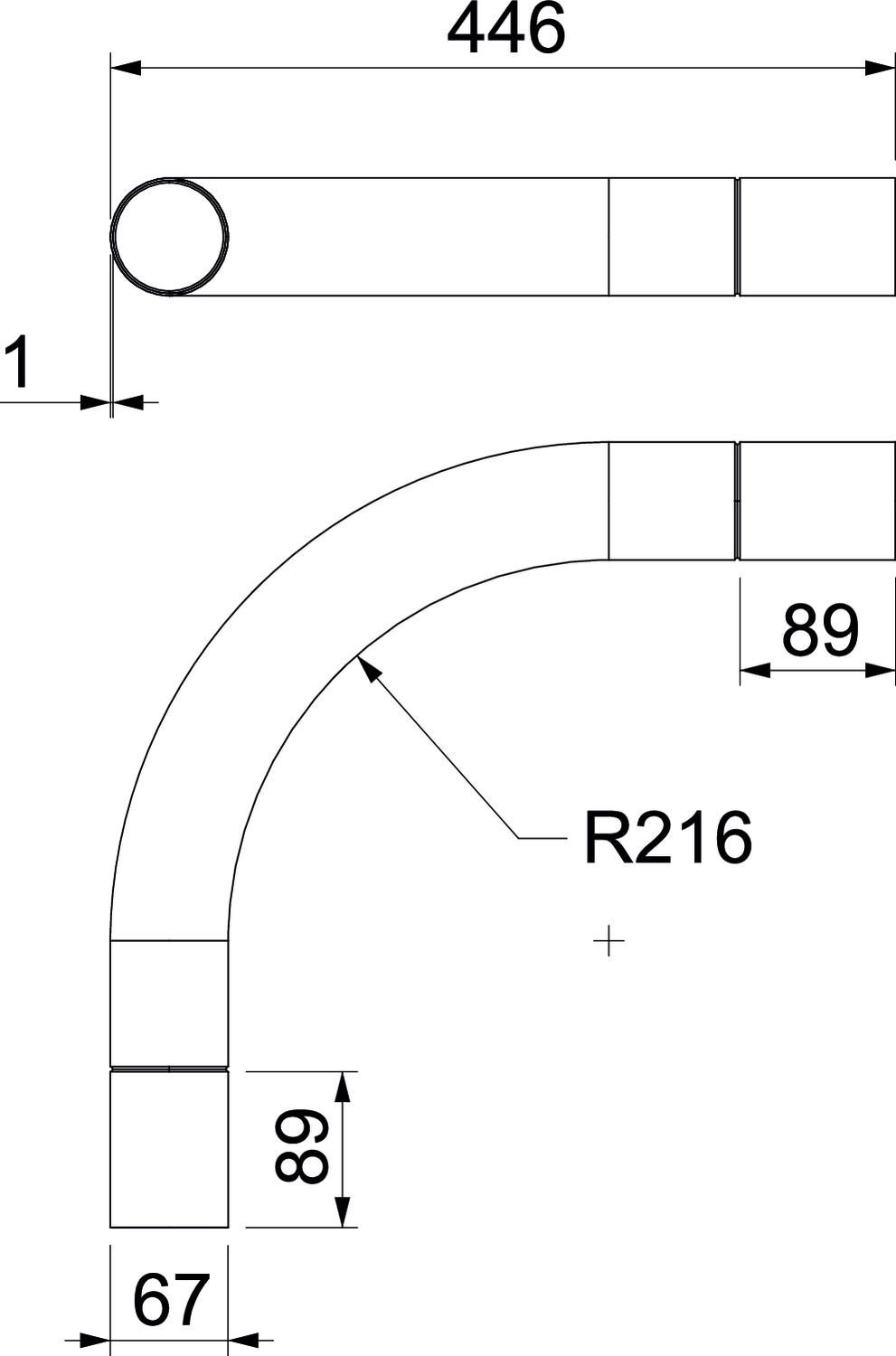 Ângulo metálico 90º sem rosca Ø63mm Aço Galvanizado por imersão a quente após maquinação – Imagem 2 de 2