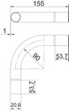 Ângulo metálico 90º sem rosca Ø20mm Aço PES50 - Poliéster/Epóxido preto RAL 9005