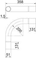 Ângulo metálico 90º sem rosca Ø50mm Aço PES50 - Poliéster/Epóxido preto RAL 9005