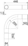 Ângulo metálico 90º sem rosca Ø63mm Aço PES50 - Poliéster/Epóxido preto RAL 9005