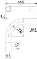 Ângulo metálico 90º sem rosca Ø63mm Aço PES50 - Poliéster/Epóxido preto RAL 9005