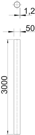 Tubo metálico sem rosca Ø50, 3000mm Aço eletrogalvanizado