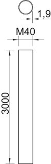 Tubo plástico livre de halogéneo Ø40, 3000mm Policarbonato/acrilonitrila-butadieno-estireno cinzento claro RAL 7035