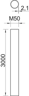 Tubo plástico livre de halogéneo Ø50, 3000mm Policarbonato/acrilonitrila-butadieno-estireno cinzento claro RAL 7035