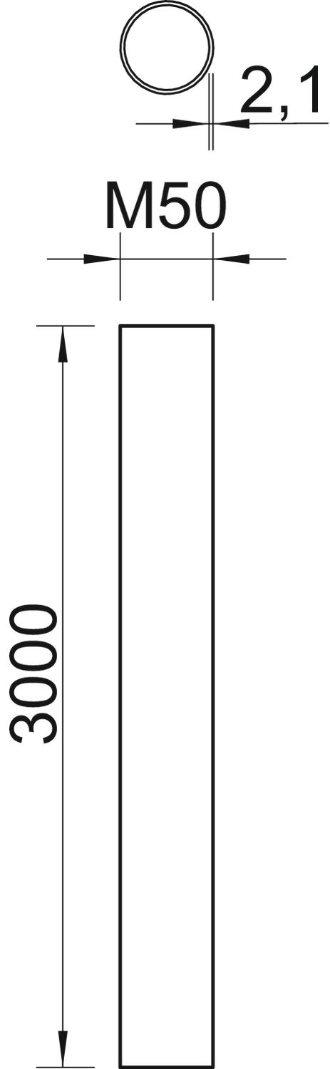Tubo plástico livre de halogéneo Ø50, 3000mm Policarbonato/acrilonitrila-butadieno-estireno cinzento claro RAL 7035 – Imagem 2 de 3