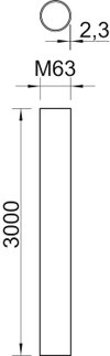 Tubo plástico livre de halogéneo Ø63, 3000mm Policarbonato/acrilonitrila-butadieno-estireno cinzento claro RAL 7035