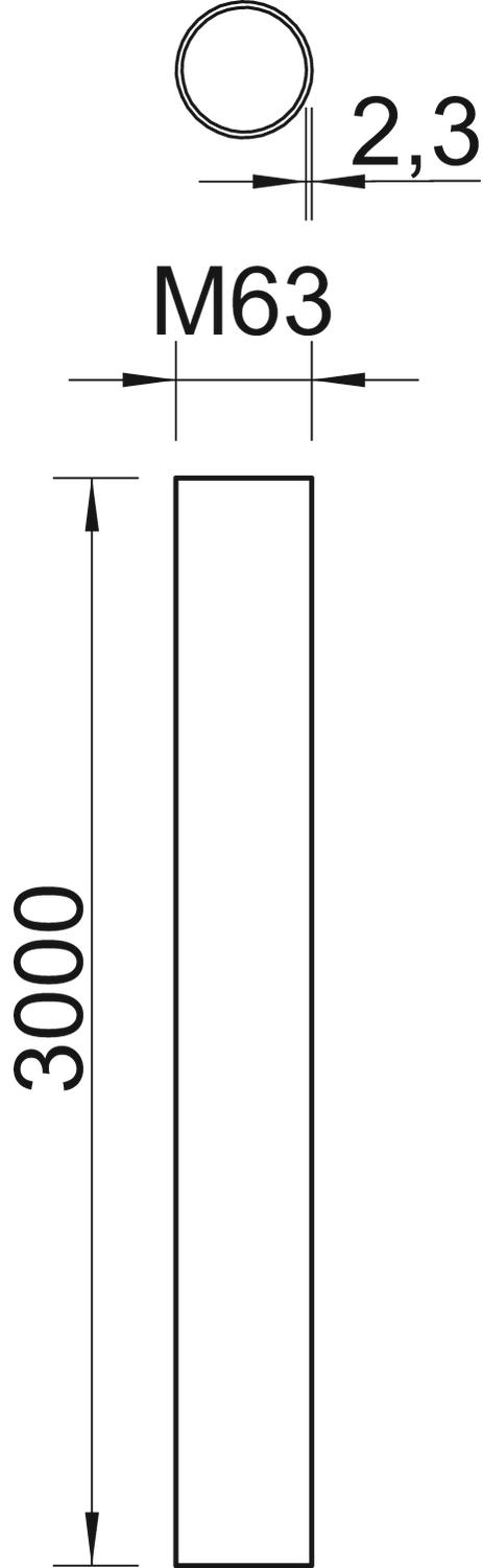 Tubo plástico livre de halogéneo Ø63, 3000mm Policarbonato/acrilonitrila-butadieno-estireno cinzento claro RAL 7035 – Imagem 2 de 3