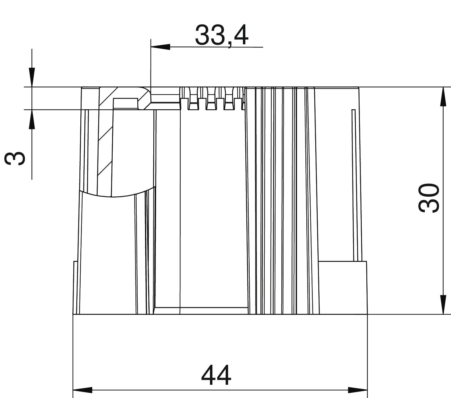 Ponteira para tubo, divisível métrica M40 Polietileno preto – Imagem 2 de 3