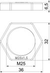 Porca M25 Poliamida cinzento prateado RAL 7001