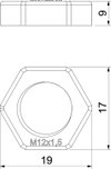 Porca M12 Poliamida cinzento claro RAL 7035