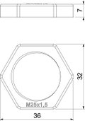 Porca M25 Poliamida cinzento claro RAL 7035