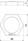 Porca M32 Poliamida cinzento claro RAL 7035