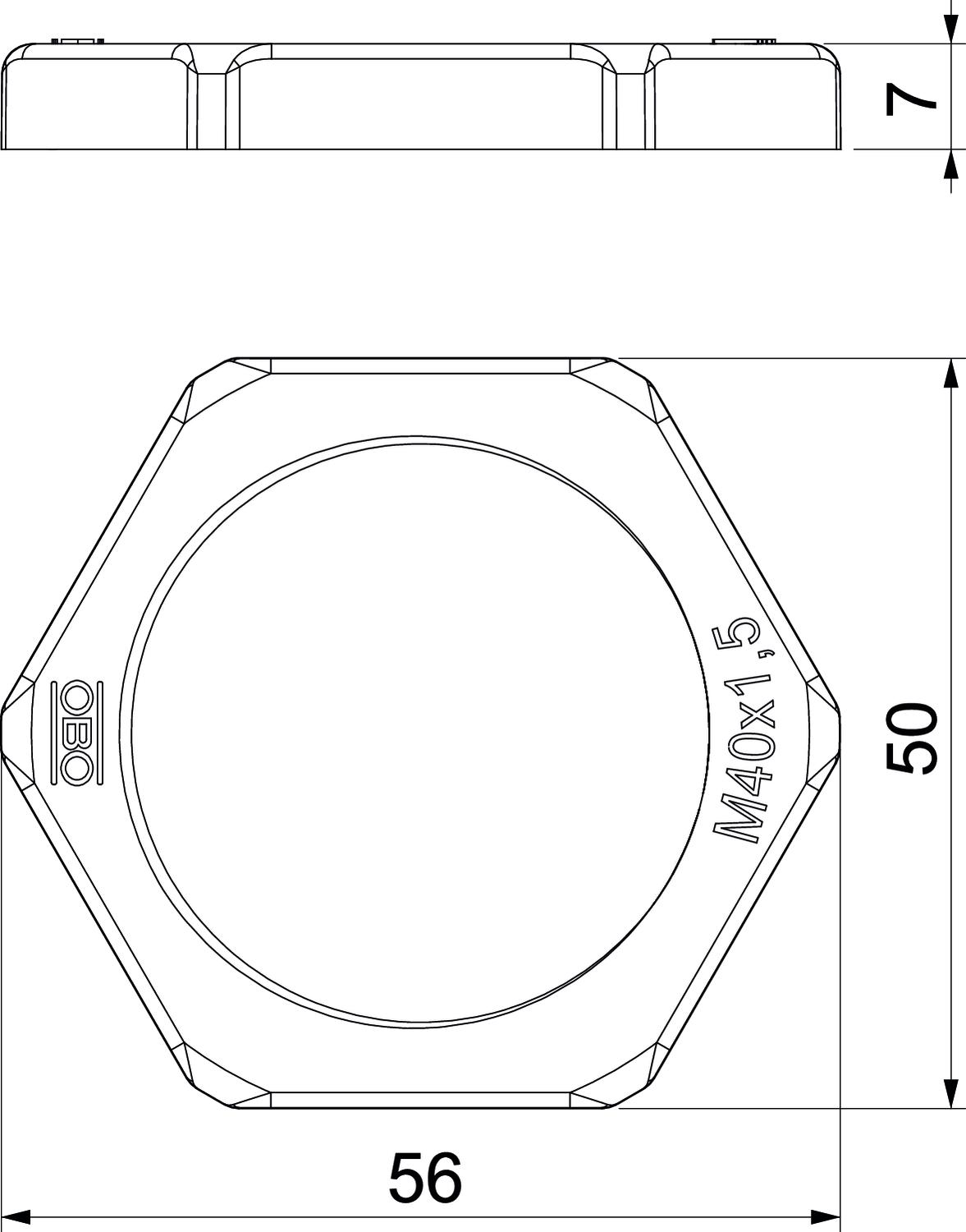 Porca M40 Poliamida cinzento claro RAL 7035 – Imagem 2 de 2