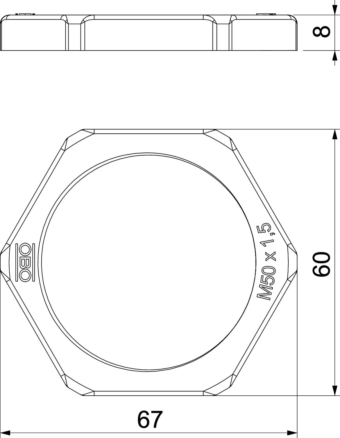 Porca M50 Poliamida cinzento claro RAL 7035 – Imagem 2 de 2