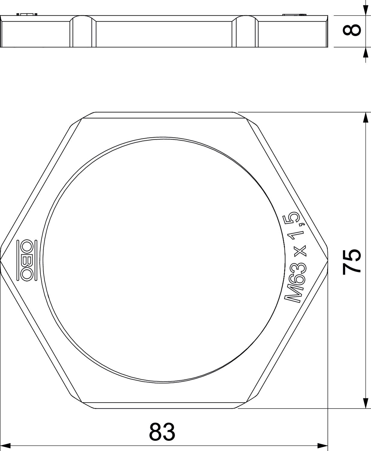 Porca M63 Poliamida cinzento claro RAL 7035 – Imagem 2 de 2